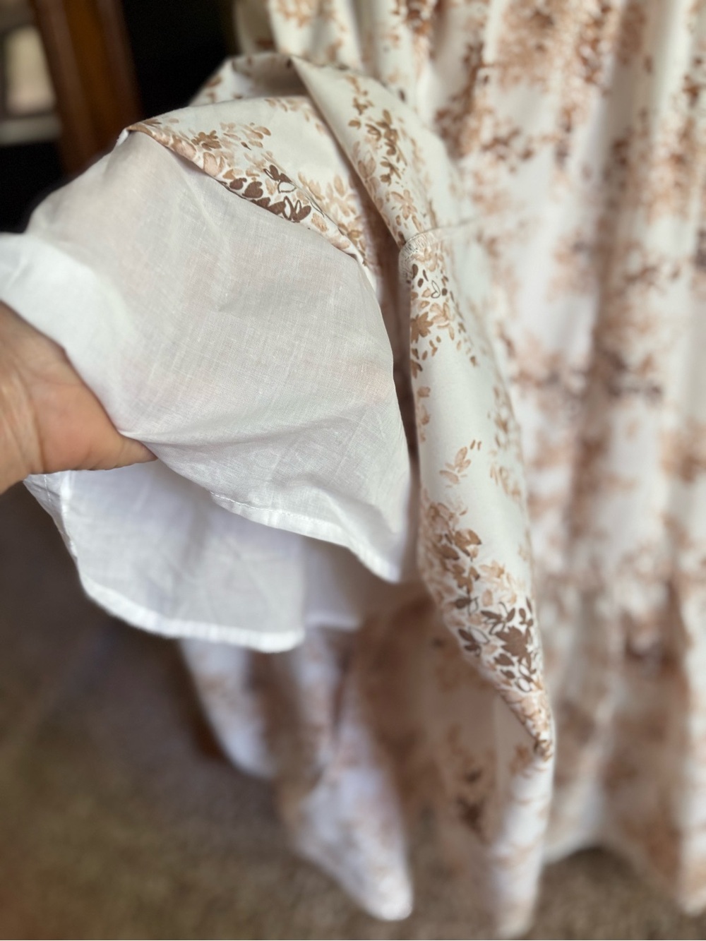 Abercrombie & Fitch Cream Floral Ruffle size XS Maxi Dress - Picture 7 of 12